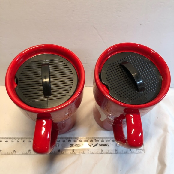 Caso Vero Ceramic Travel Mugs With Lids Holiday Reindeer Christmas 6” Tall - Picture 4 of 8